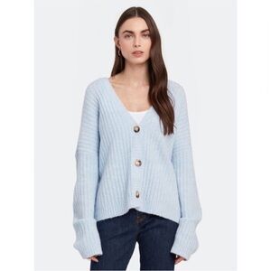 Baum Und Pferdgarten Crescent Ribbed Wool Oversized Slouchy Cardigan Blue Sz S